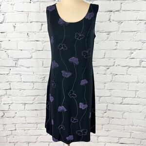 Vtg Teddi Y2k Tank Slip Mini Dress Sz 6 Butterfly Black Purple Whimsygoth Fairy